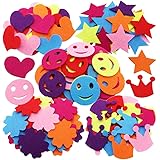 SOOKOO 5 Styles 150 PCS Assorted Color Felt Flowers for Art and Craft DIY Sewing Handcraft (Heart, Flower, Smile Face, Star,