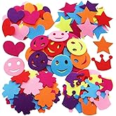 SOOKOO 5 Styles 150 PCS Assorted Color Felt Flowers for Art and Craft DIY Sewing Handcraft (Heart, Flower, Smile Face, Star, 