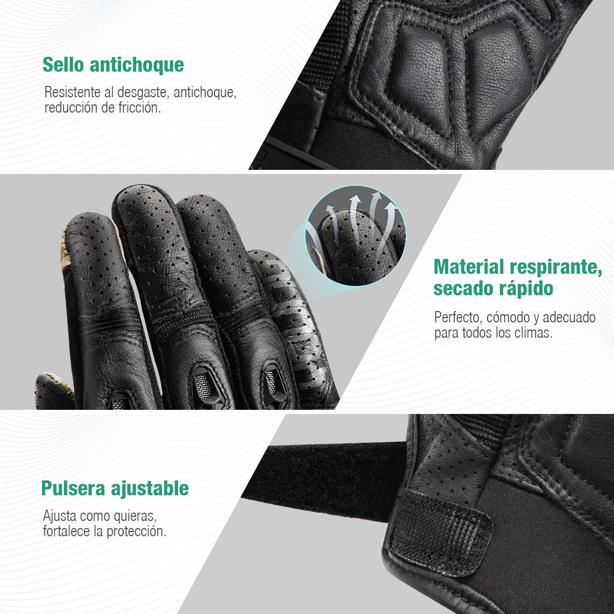 isYoung Guantes de Ciclismo, Guantes para Bicicleta de Pantalla Táctil para Mujer y Hombre Ajustable Invierno/Verano para Conducción Ciclismo Alpinismo Moto Deportivos, Camping, Trabajo（L/Negro）