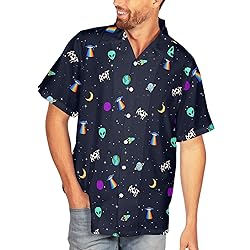 HUGLAZY Space Shirt for Men Alien Oufit Novelty UFO