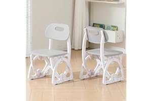 LUUYOUU Adjustable Kids Chair 3 Level Height Adjustable Kid Chair Sturdy Children's Chair for 2-10 Years Old Suitable for Family Home Classroom Kindergarten Indoor use with a Max Weight of 220LB(2PCS-Grey)