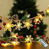 30 Led 10ft Christmas Garland Snowflake Lights, Pine Cones Red Berry Battery Operated Fairy String Lights 8 Lighting Modes with Timer Indoor Outdoor Tree Decor Fireplace Mantle Decorations Warm White