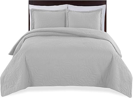 Amazon Com Wavva Bedding Oversize Lightweight 3 Piece Coverlet Set Light Gray Queen Home Kitchen