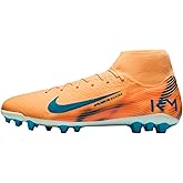 Nike Mercurial Superfly 10 Academy Kylian Mbappe AG High-Top Soccer Cleats (Melon Tint/Igloo/Neo Turquoise)