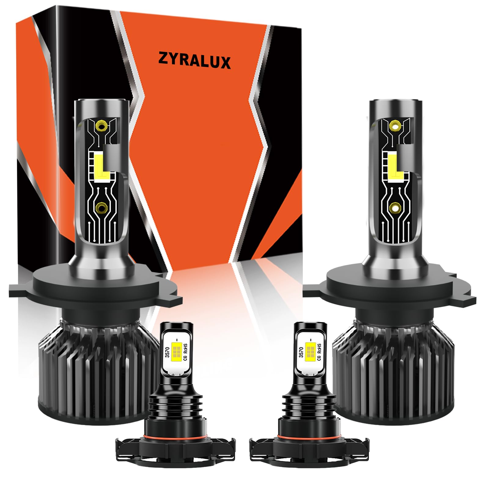 Photo 1 of ***PARTIAL SET 2 PCS*** ZYRALUX Fit For Toyota Tundra 2014-2021 Bulbs, 9003 High Low Beam+5202 Fog Lights Bulbs Kit, Plug and Play, Pack of 4