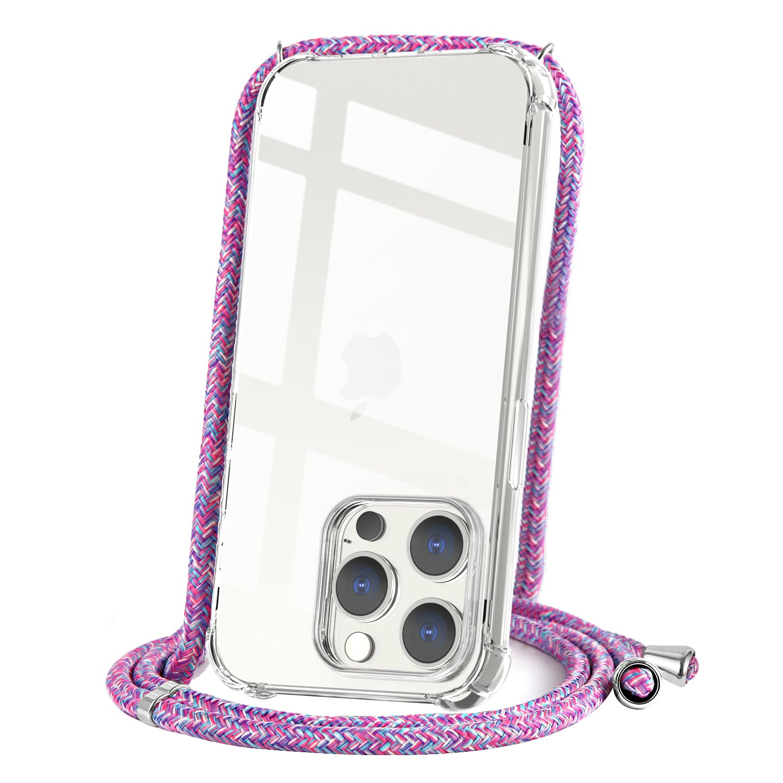 CAROKI for iPhone 13 Pro Clear Crossbody Phone Case with Adjustable Cord Strap TPU Soft Protective Cover Neck Lanyard Shockproof & Hands-Free Carrying-Unicorn