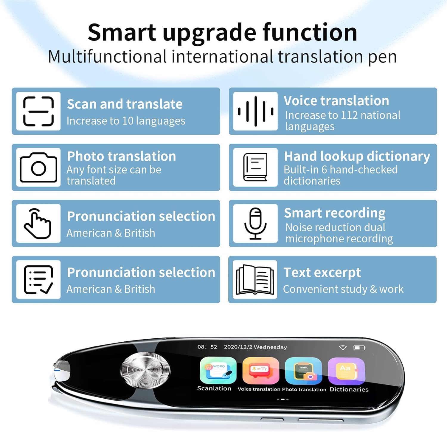 Vormor X7 PRO Pen Scanner Reader 112 Languages OCR Digital Scanning Translation Pen Text-to-Speech Device, Reader Pen for Dyslexia, Text Excerpt, Photo Translation, Dictionay Pen for Students Adults