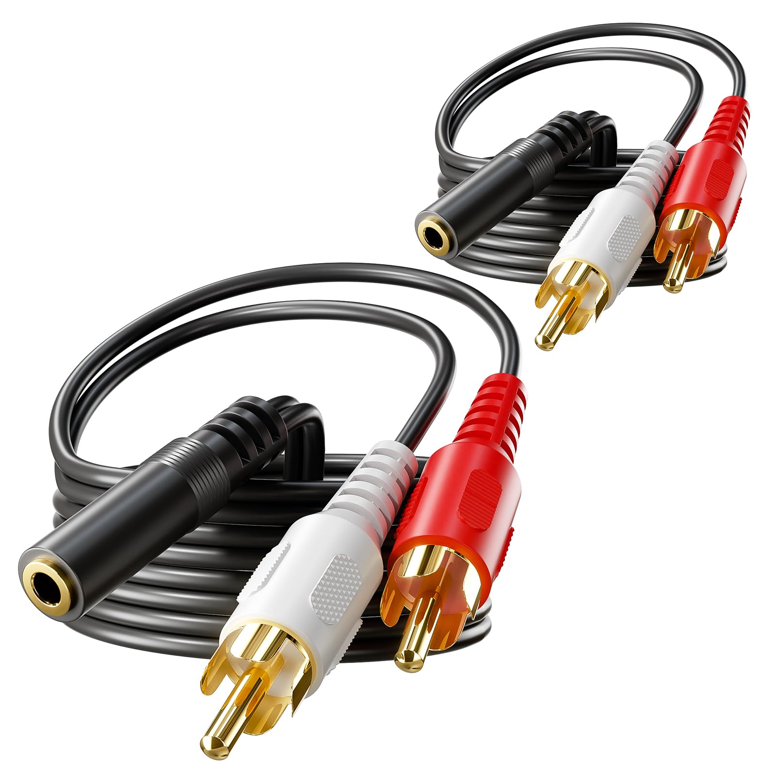 Photo 1 of VCE 3.5 mm Female to 2 RCA Male Stereo Audio Cable (3FT), Gold Plated, 1/8 Inch Mini Jack to Dual RCA Y Splitter Cord for TV, Phone, Speaker, Home Theater, MP3, 39 Inch(100cm), 2 Pack