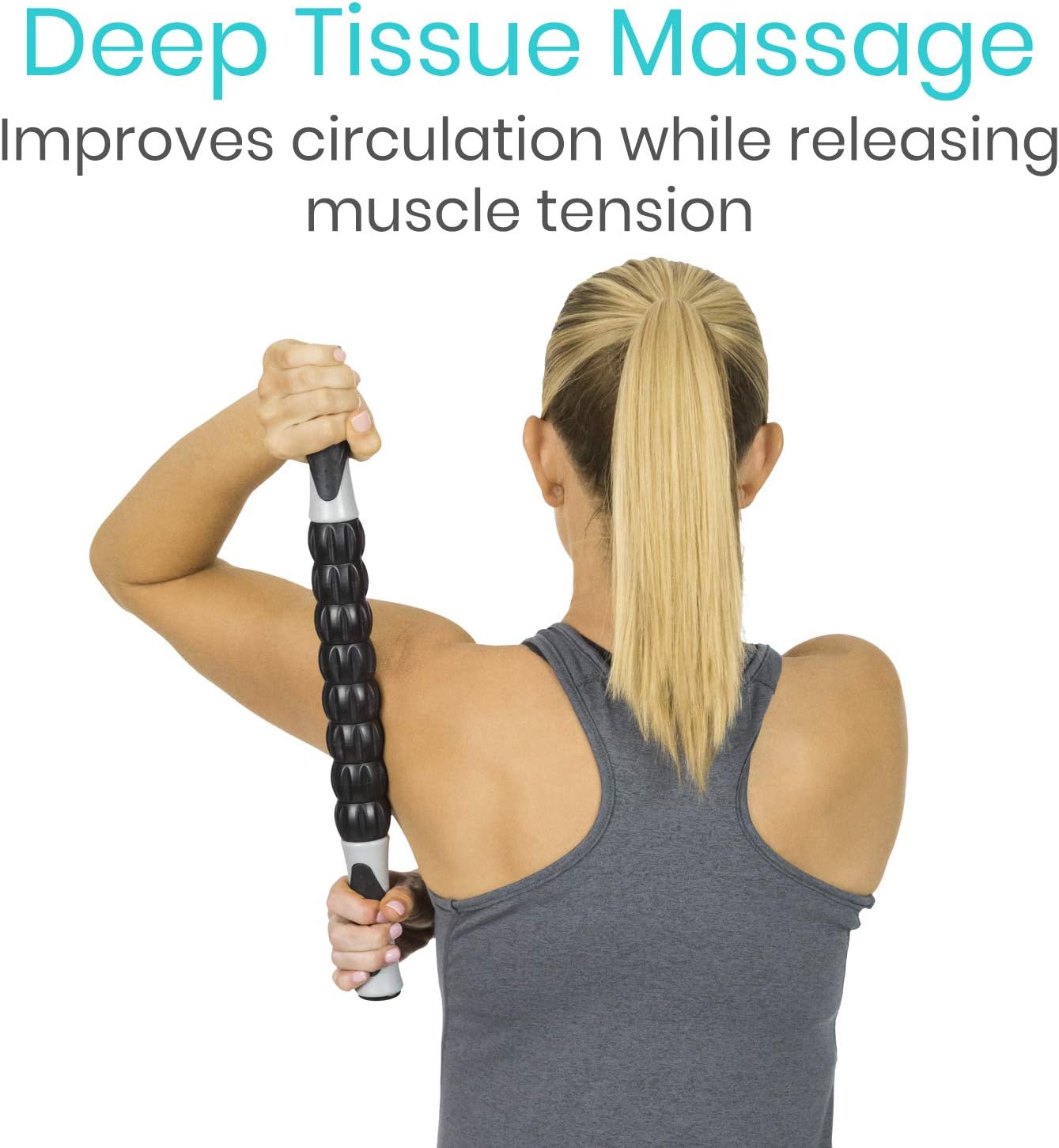 Vive Muscle Roller Stick - Body Massage for Deep Tissue - Massager for Sore Back, Neck, Leg, Foot, Arm, Yoga Exercise - Firm Rolling Tool for Workout, Runners, Athletes, Trigger Point Soreness Relief: Health & Personal Care