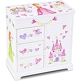 Jewelkeeper Jewelry Box for Girls with 3 Drawers - Musical Princess Jewelry Box with Spinning Doll and Dance of The Sugar Plum Fairy Tune - Appreciated Gifts for Kids - 9.5 x 7.75 x 9.5 Inches