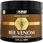 5kind Maximum Strength Bee Venom Cream - Naturally Massage Joints & Muscles, Lower Back, Knee, Neck, Shoulder, Hip & Feet - Responsibly Sourced Premium Bee Venom Cream 3.4 Fl Oz