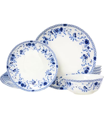 Hokku Designs Ensemble de vaisselle ronde en grès de 16 pièces Elama Market Finds - Canada