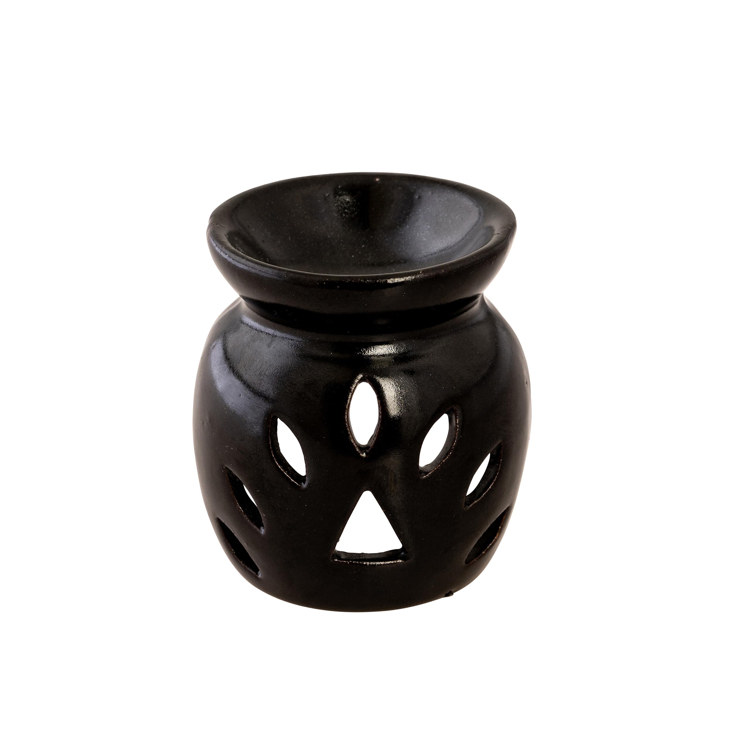NKlaus 15885 Ceramic Fragrance Warmer Height 8 cm Creates Pleasant Fragrance for Your Home Black