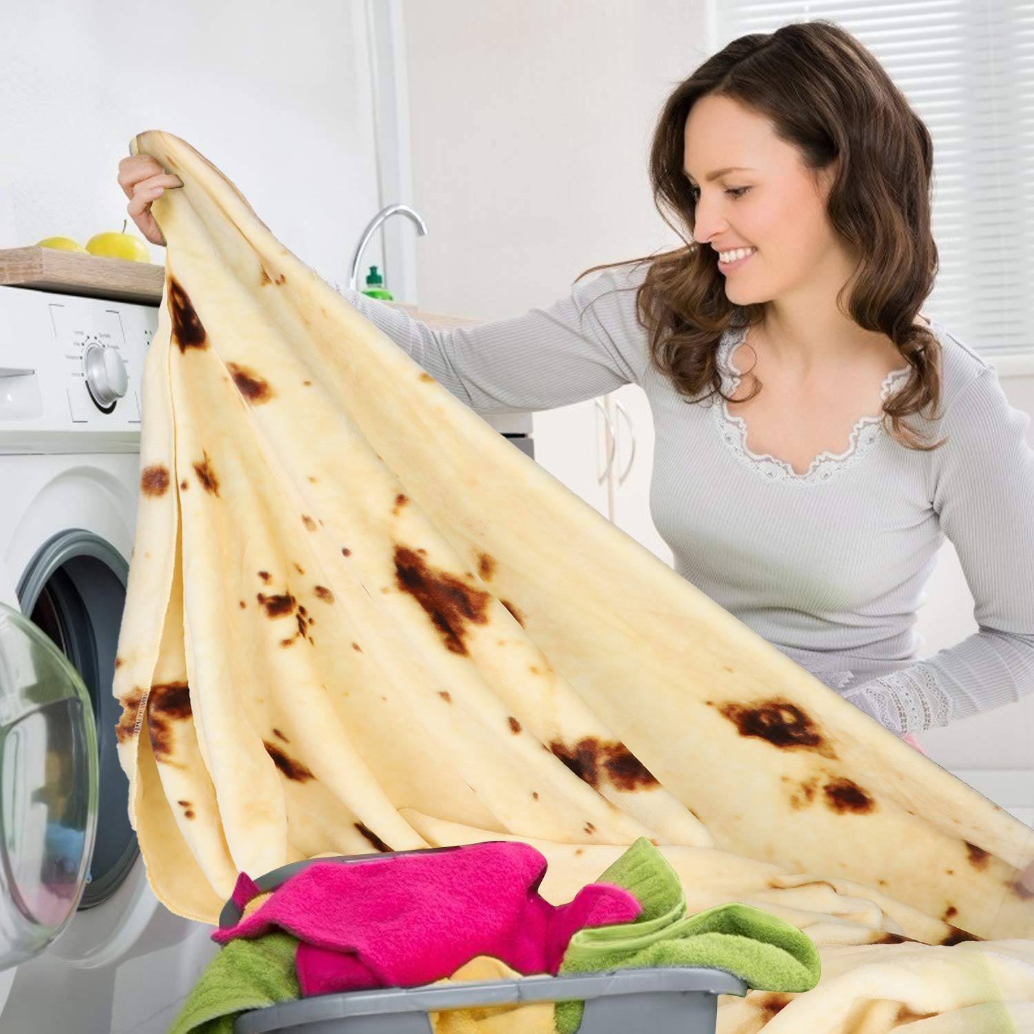 Sivio Burritos Tortilla Blanket with Dual Sided Pattern, Soft and Plush