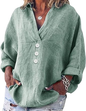 Plus size linen tops Clearance