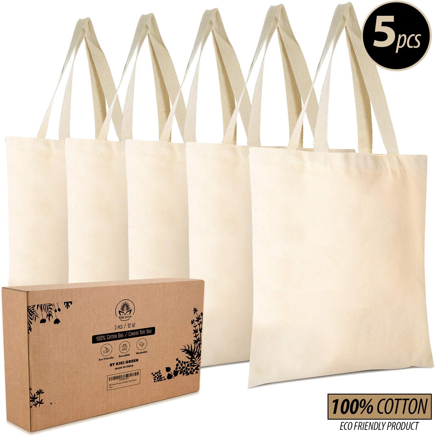 KIKI Green 5 Blank Canvas Tote Bag Bulk With Inner Pocket Tote Bag With Zipper For Diy Project Perfect For Personalization Heat Transfer Vinyl Project