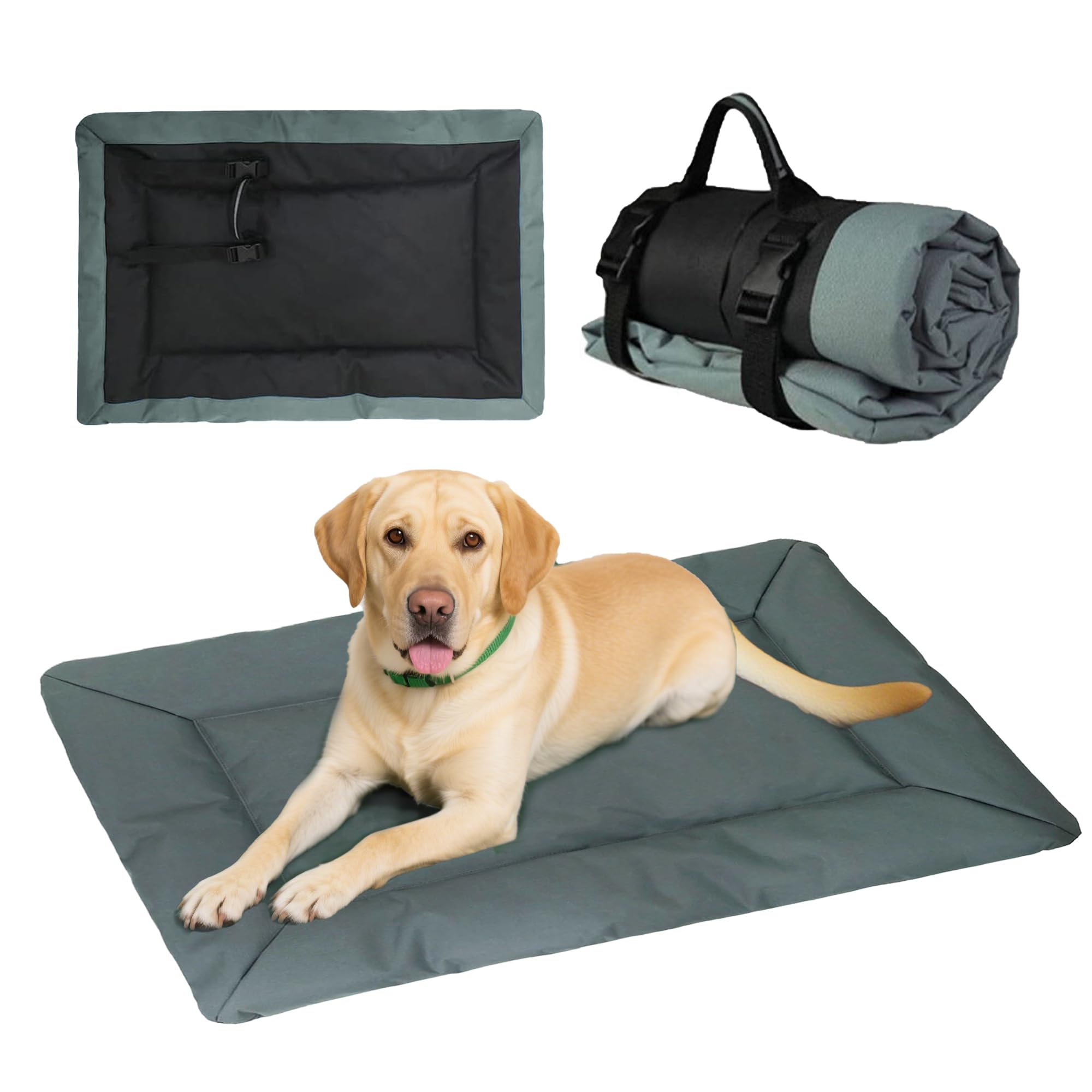 JIAMIAN Pet Bed Mat Dog Camping Folding Lightweight, Waterproof Dog Bed, Camping Dog Bed Portable, Washable, Orthopedic Dog Mat for Vacation, Outdoor Using（Grey）