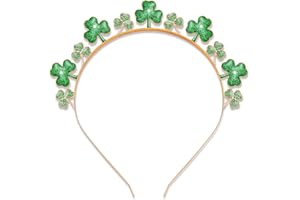 CEALXHENY St. Patrick's Day Headbands, Glitter Rhinestone Shamrock Headbands Lucky Irish Hairbands St Patrick's Day Accessories Party Favors Gifts (Shamrock)
