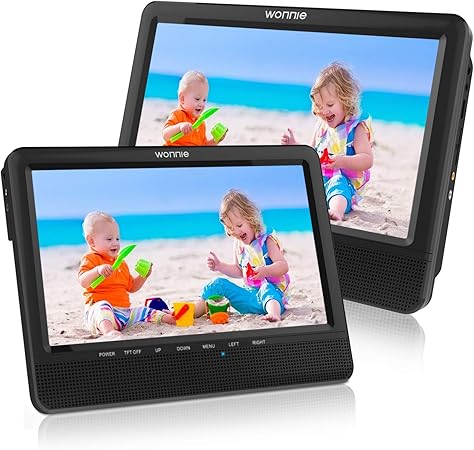 Amazon Co Jp Wonnie 9 5インチデュアルスクリーンdvdプレーヤーポータブルカーヘッドレストdvdプレーヤー 子供へのプレゼントに最適 ブラック 家電 カメラ