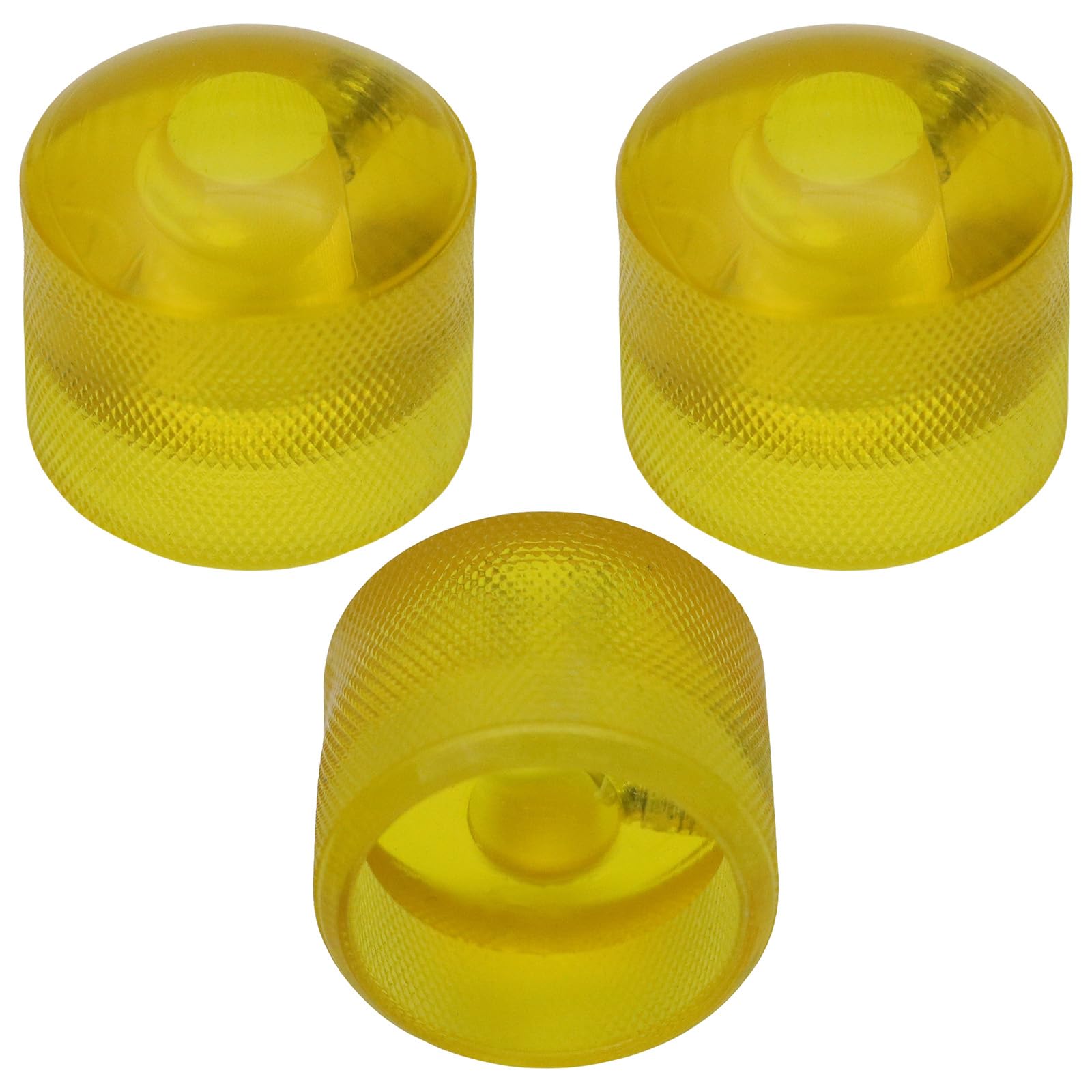 Pack of 3 6mm Round Hole Translucent Colour Domed Top Guitar Tone/Volume Control Knob (Yellow)