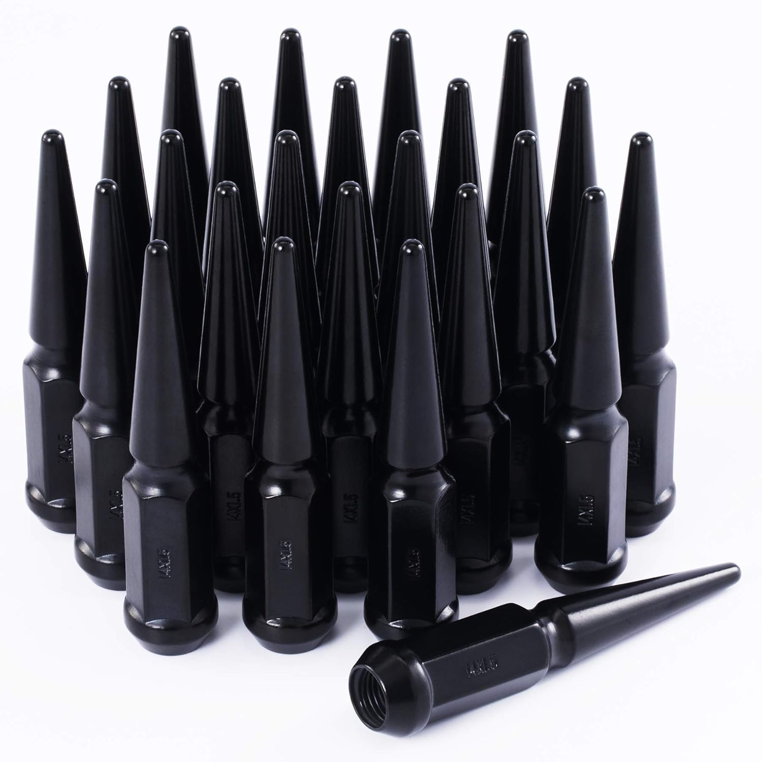 M14x1.5 Spike Lug Nuts with Cone Seat, Blackened Wheel Accessories Compatible with Chevrolet Silverado 1500 Ford Expedition F-150 Jeep Grand Cherokee & More, Set of 24: Industrial & Scientific