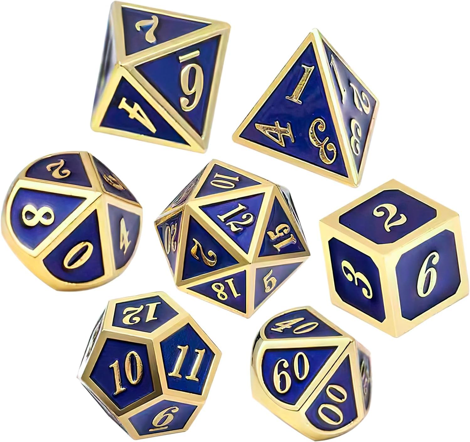 ORUZA DND Metal Dice Set, 7 PCS Polyhedral Dice Set D&D Metal Dice for Dungeons and Dragons RPG MTG Pathfinder Role Playing Tabletop Games