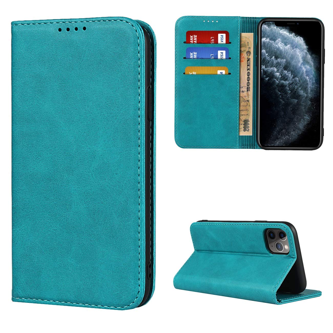 Copmob iPhone 11 Pro Case, Premium Flip Wallet Leather Case, [3 Slots][Stand Function][Magnetic Closure] Case for iPhone 11 Pro – Sky Blue — image 1