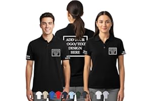 AbiThread Custom Polo Shirt – Personalized with Your Text or Photo – Design Your Own Shirt – Men’s or Women’s Fit – Front, Ba