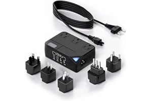 WAUDM 250W Conversion Plug, International Travel Converter with 2 USB and 2 USB-C Ports, lowering 220V to 110V for 100V-240V Areas and Different Countries Plugs Using US Electrical Devices