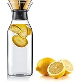 EVA SOLO | Fridge Carafe 1.0L | For Hot & Cold Drinks | 100% drip-free | Dishwasher-safe Borosilicate Glass | Tilt Brass Lid & Silicone Pouring Lip | Fits Most Refrigerator Doors | Danish Design