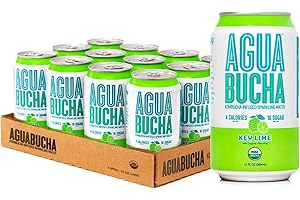 Mother Kombucha Agua Bucha | Kombucha Powered Sparkling Water | Key Lime Flavor | Light & Delicious | Vitamin Rich & Only 4 Calories | USDA Organic | No Artificial Ingredients |12 fl Oz (12 pack)