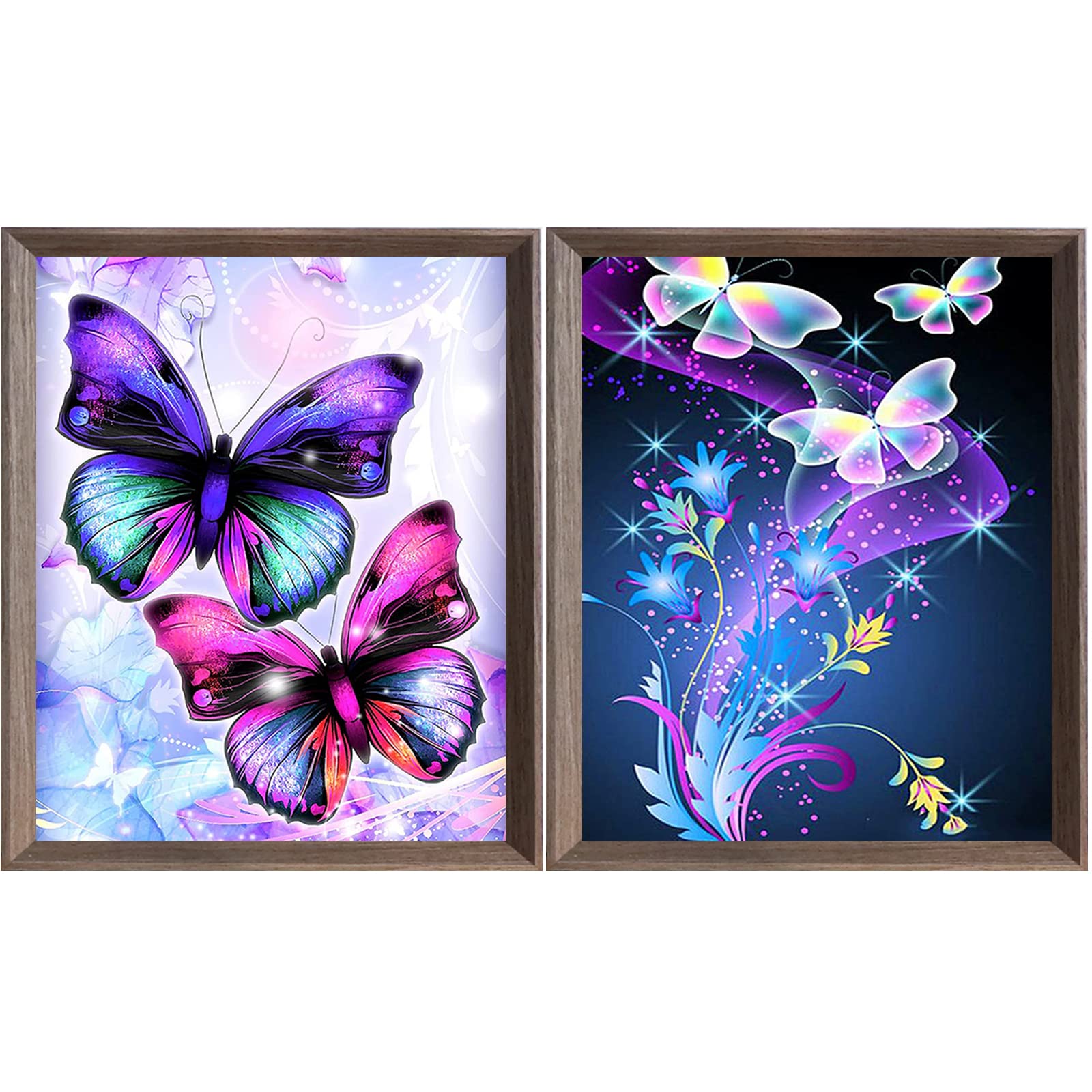 VEGCOO 2 Packs Embroidery Cross Stitch Kits for Adults Beginners, Butterflies Pre Printed Embroidery Cross Stitch Kit 11CT Needlework Kit DIY Artwork for Adults Home Decor or Gifts (30 × 40 cm) — image 1