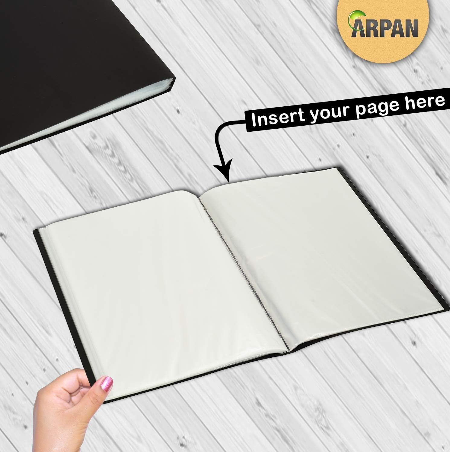 Black A3 Presentation Display Book Folder Folio with 48 Strong Pockets, Portrait Sleeves, 0.8mm Cover - Image 5