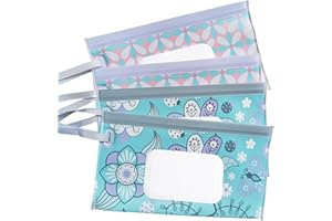 CYG&CL 4 Pack Reusable Wipes Pouch Portable Wipes Dispenser Refillable Wipes Container Lightweight Travel Wipes Case Baby Wipes Holder for Diaper Bag