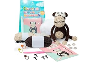 Y-times Crochet Kit for Beginners Adults Starter Friendly Crochet Kit with Step-by-Step Video Tutorials,Learn to Cute Gorilla Crochet Animal Kits,DIY Knitting Supplies