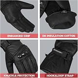 SAWANS Leather Motorcycle Gloves Hard Knuckle Thinsulate Windproof Waterproof view 4