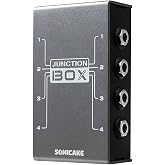 SONICAKE Junction Box - Passive TRS Stereo 4 Channels Guitar Effects Pedal | True Bypass, Mini compact signal hub for amps/pedals/guitar/bass, Organization line, Protect Jack and Save Space