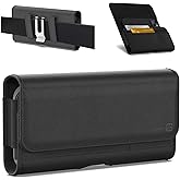 CoverON Holster for Google Pixel 10 9 Pro XL 9a / 8 Pro 7 Pro 6 Pro/Pixel 7 6 5A 4A 4 XL - Cell Phone Case Belt Clip ID Card Carrying Black Leather Pouch (Fits with Otterbox or Any Case on)