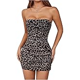 Milumia Women's Pepite Y2k Strapless Ruched Mini Dress Strapless Tube Bodycon Dresses Night Out Clubbing