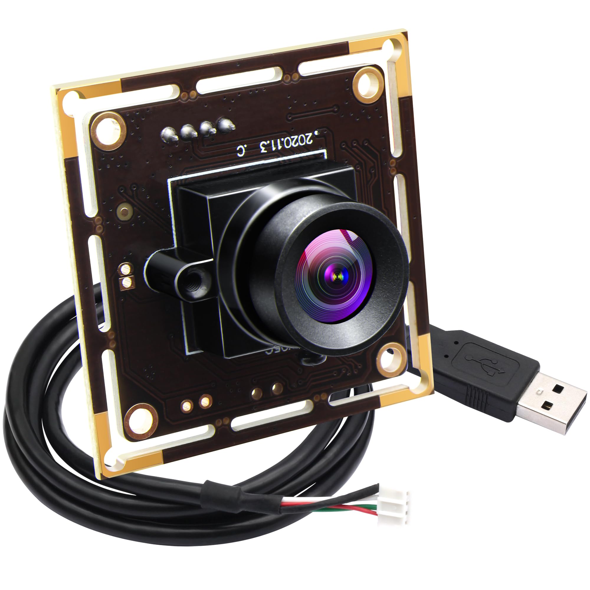 ELP 5MP USB Camera Module with 100 Degree No Distortion Lens with Aptina MI5100 OTG Webcam for Industrial Machine HD Web Conference Compatible with Windows Android Linux