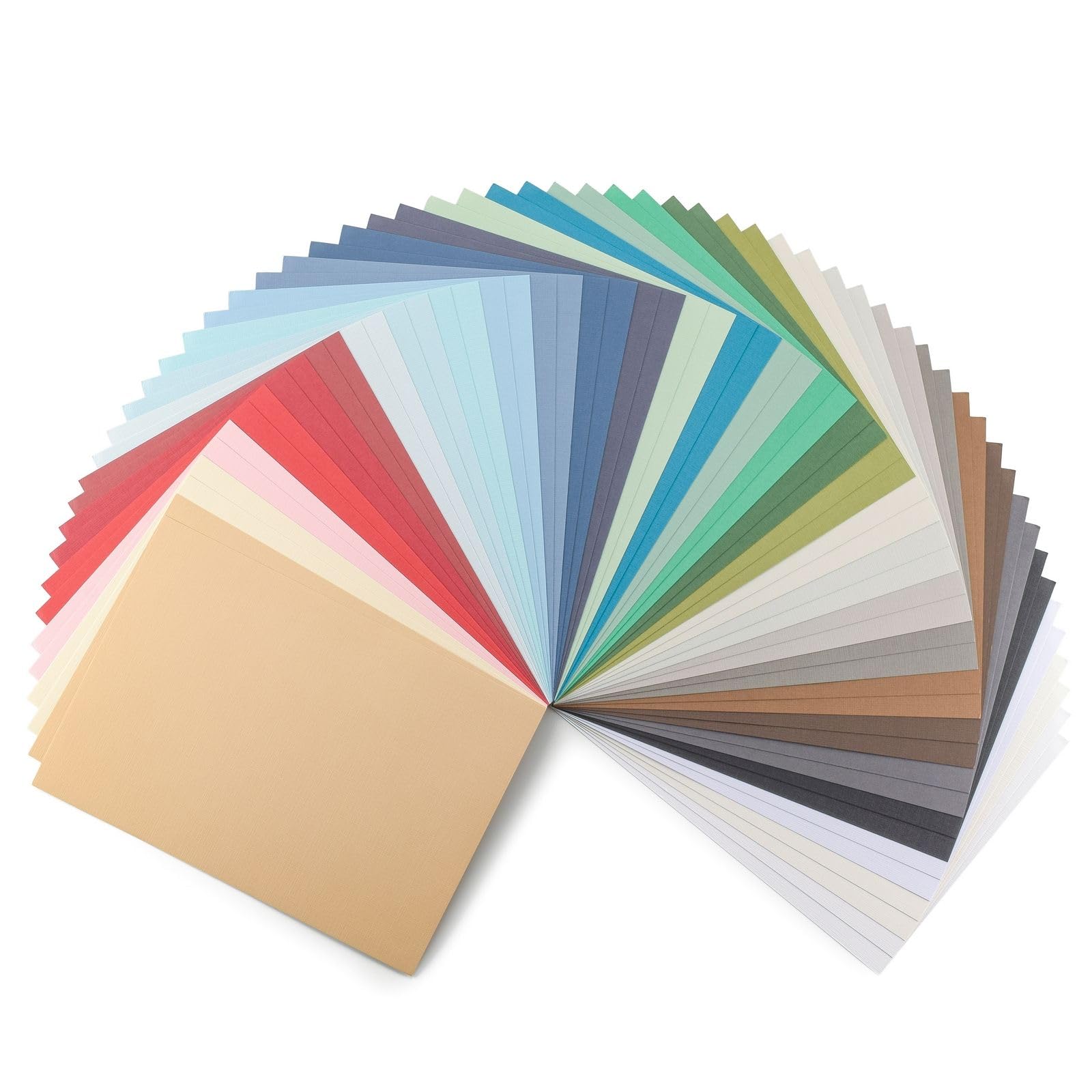 Florence Linen Cardstock A4-30 Colours - 60 Sheets of 250 GSM Coloured Paper - Card Making Supplies for Scrapbooking and Other Crafts