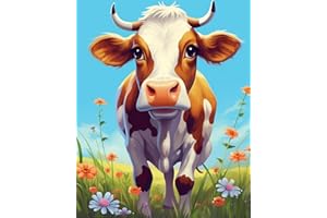 Maomaomi Paint by Numbers DIY Acrylic Painting Kit for Kids & Adults Beginner – 16" Wx20 L Colorful Cute Cow Pattern