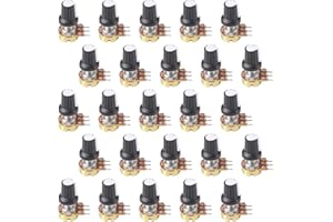 AITIAO 25Sets B20K Ohm Knurled Shaft Linear Rotary Taper Potentiometer WH148 B20K Single-Joint Variable Resistors 15mm Shaft 3Pins 20K Ohm Potentiometer with Nuts, Washers and Knob