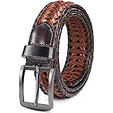 CHXRRPGC Mens Braided Leather Belt Everyday Casual Woven Belts for Men Fit Casual Golf Pants Jeans