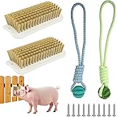 Baeruuss 4Pcs Pig Enrichment Toy, Self-Grooming Scratch Brush and Treat Dispenser Ball Toys for Pigs