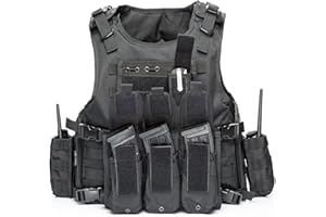 BOMTURN Tactical Airsoft Vest Upgrade Adjustable Modular Paintball Vest Outdoor Fit Adult