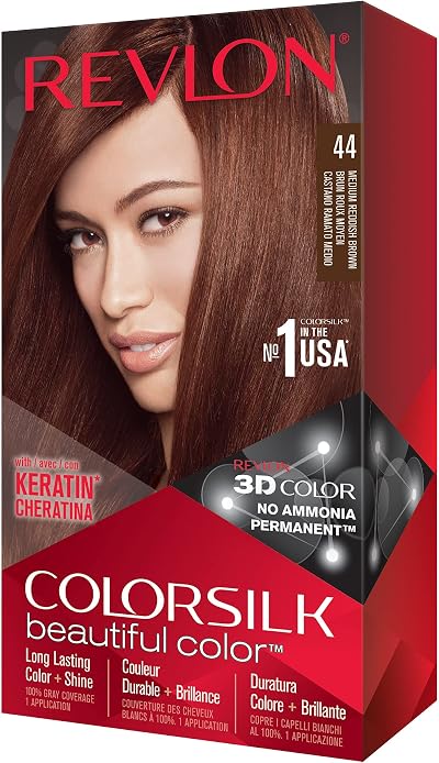 Revlon ColorSilk Permanent Hair Colour Medium Red Brown 44 - Vibrant Lasting