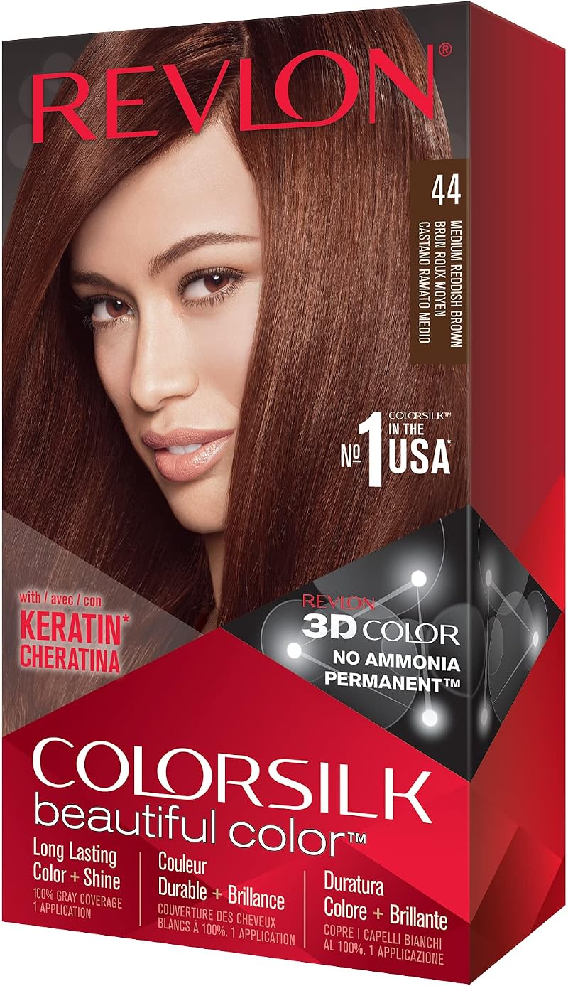 Revlon ColorSilk Permanent Hair Colour Medium Red Brown 44 - Vibrant Lasting