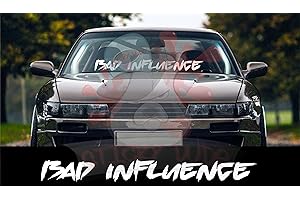 Bad Influence Windshield Decal Car Sticker Banner JDM Vinyl Graphics, 35 x 4 inches - Solid White (only Fonts) Vinyl