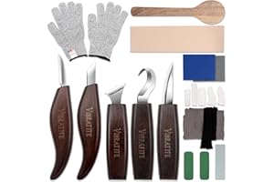 VIBRATITE Wood Carving Kit, 14 PCS Wood Carving Tools Set with Detail Carving Knife, Spoon Blanks, Whittling Knife, Wood Whittling Kit for Beginners Kids Adults Woodworking DIY